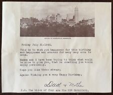 1942 TYPED BIRTHDAY LETTER WITH SKYLINE OF MINNEAPOLIS MINNESOTA HEADER picture