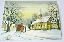 Vintage Christmas Post Card Stagecoach Carriage Arriving at Church Christmas Eve picture