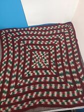 Handmade Blanket Quilt Knitted Crochet Multicolor 37x37 Granny Christmas Colors picture