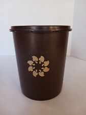 VINTAGE TUPPERWARE CANISTER Brown w/ Mushroom design 809-13 w/ Lid   picture