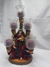 Trio of Angels Candelabra Candle Holder Christmas Holiday 5 Candles Resin Heavy picture