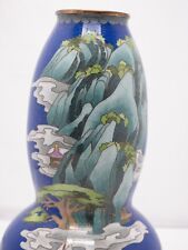 Very Rare Double Gourd Cloisonne Vase,  Chinese Scenery Vase Enamel Chinoiserie picture