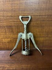 VIntage SOLID BRASS ITALIAN WINGED WINE CORKSCREW & BOTTLE OPENER- STAMPED ITALY picture