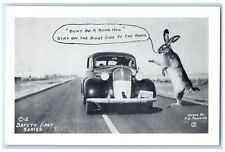 c1930's Exaggerated Rabbit Car Don't Be A Road Hog Safety First Vintage Postcard picture