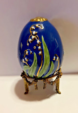 FRANKLIN MINT Faberge Imperial Jeweled Egg Czarina's Bouquet Blue Lily of Valley picture