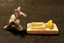 RARE 1950s Vintage Miniature Gray Mouse And Trap w/CheesSalt and Pepper Shakers  picture