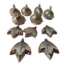 Hedgehogs And Leaves Blown Glass Christmas Tree Ornament w Glitter Set Of 11 picture