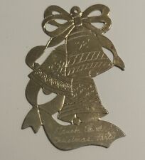 Vtg 1981 Leonard Brass Ornament Triple Bell Engraved Truck Co #1 Christmas Party picture