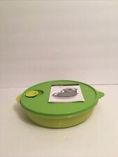 Tupperware 10” Lime Green Crystal Wave Divided Microwave Bowl W/Vented Lid NEW picture