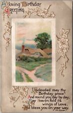 Vintage Winsch HAPPY BIRTHDAY Embossed Postcard House / Cottage Scene c1910s picture