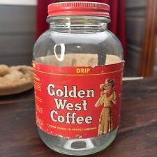 Antique 1930's 1930s Golden West Coffee Jar with Original Lid  Label 8