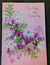Vintage Small Hallmark Easter Card with Violets, Lily of the Valley V344 picture