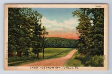 Springville PA-Pennsylvania, General Greetings Road Trees, Vintage Postcard picture