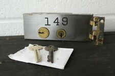 VINTAGE DIEBOLD SAFE DEPOSIT BOX LOCK W/ KEY & HINGE SAFETY DOOR- SMALL picture