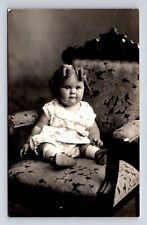 RPPC Portrait of Chubby Faced Baby Girl Curly Hair Postcard picture