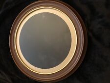 Vintage Round Frame Brown Wood Look Aged Gold Patina 16”  picture