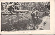 Vintage WWI U.S. Military Postcard CARRYING THE WOUNDED 1918 Perkasie PA Cancel picture