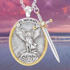 Catholic Patron The Archangel St. Michael Pendant Necklace with sword w/gift box picture
