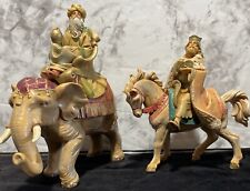 The Fontanini Heirloom Nativity 7”Gasper On Elephant & 5.5”Melchior On Horse EUC picture