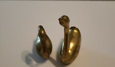 Pair of Vintage Brass Swan Figurines / Mid-Century Birds - Lot of 2 picture