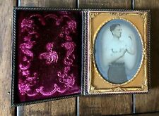 Antique Rare Boxing Ambrotype Photo, Shirtless Bare Knuckle Boxer, Early 1860s picture