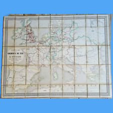 Antique 1854 map railway plan of Europe SNCF Napoleon trains picture