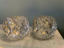 Partylite Pair Of Rockport Votive Holders Heavy Round Crystal Cut Glass (51) picture