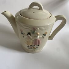 Vintage Porcelier Vitreous Porcelain Tea Pot Dutch Couple And Flowers Made USA picture