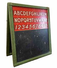 Antique School Room Chalk Board A Frame Double Sided Canvas Hinges 16” X 13.5” picture
