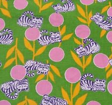 Darling retro vintage pink green baby tiger big cat fabric material 1970s funky picture