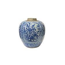 Oriental Assorted Flower Small Blue White Porcelain Ginger Jar ws3335 picture