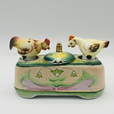 Vintage Ceramic Nodder Pecking Chickens Salt And Pepper Condiment Set picture