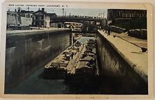 LOCKPORT NY NEW LOCKS LOOKING EAST~ERIE CANAL ANTIQUE POSTCARD picture