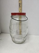 VINTAGE 1 GALLON GLASS BARREL JAR With Lid. Very Clean.   picture
