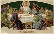 Wesotego Alleluja Jesus Christ with Disciples Last Supper Gel c1910 Postcard picture