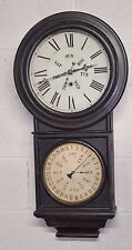 ANTIQUE E.N.WELCH DOUBLE DIAL PERPETUAL CALENDAR WALL CLOCK WORKING B.B. LEWIS picture