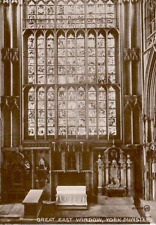 Vintage Real Photo Postcard RPPC Inside Great East Window York Minster Chapel picture