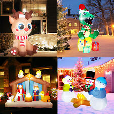 5/7/8Ft Christmas Inflatable Blow Up Dinosaur Snowman LED Light Outdoor Decor picture