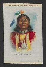 1910s S67 649 Tobacco Silk - American Indian Portrait Series - Always Riding #7 picture