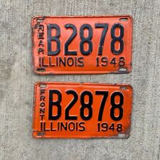 1948 Illinois B Truck License Plate Pair B 2878 Ford Chevy Dodge YOM DMV Clear picture