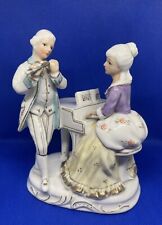 ANTIQUE RARE PORCELAIN FIGURINE MUSICAL COUPLE MAN PLAYING FLUTE-WOMAN ON PIANO picture