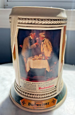 BUDWEISER HISTORIC ADVERTISING STEIN WHEN GENTLEMEN AGREE | NEW With Tin & COA picture