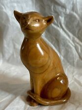 Vintage 1990’s Hand Carved Wooden Cat Sculpture Figurine SIGNED Katalpa GB picture
