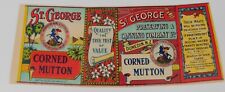 Vintage  St. George Corned Mutton Can Label, New Zealand Circa 1910 picture