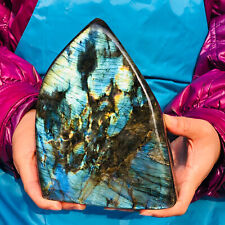 4.53LB Natural labradorite quartz crystal freeform polished specimen healing picture