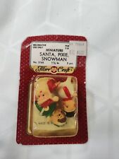 Vintage Fibre-Craft Miniatures 3-Piece Santa Snowman Set Made in Hong Kong #3165 picture