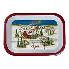 Holiday Christmas Scene Hard Plastic Tray Brand New picture