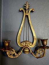 Old Solid Wood French Design Solid Brass Candalabra 12 Inches High End And Heavy picture