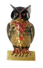 Owl Refrigerator Fridge Magnet shades of gold, red & black picture