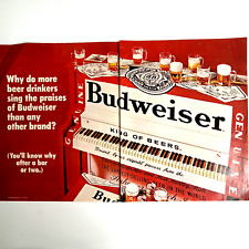 Vintage 1970 Budweiser Print Ad Upright Piano 2 Page Advertisement picture